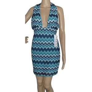 Almost Famous Blue and White Chevron Mini Dress